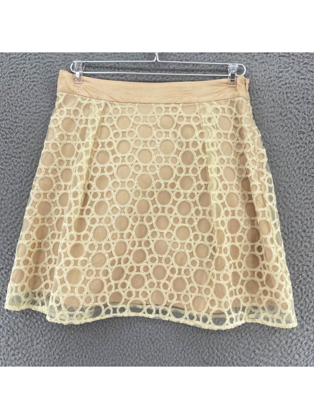 Anthropologie Ryu Skirt Women Medium Cream Mini A Line Circle Lace Embroidery